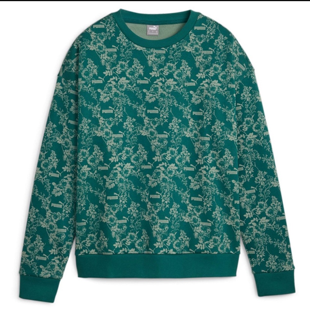 Puma green crew neck pullover sweater size L